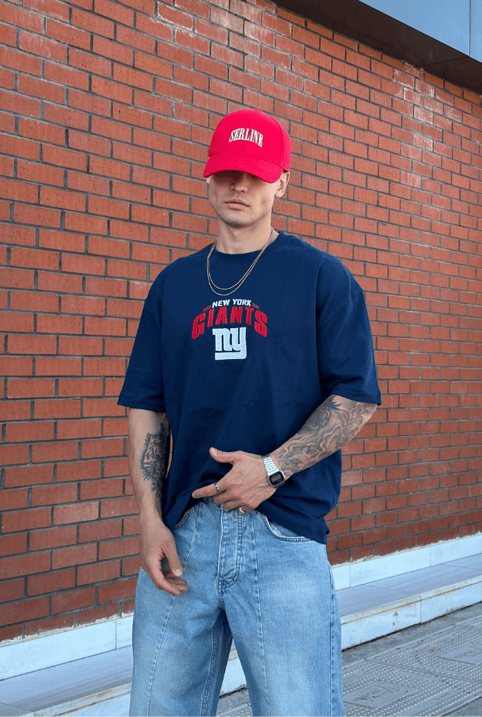 GIANTS Oversize Tişört - Mavi