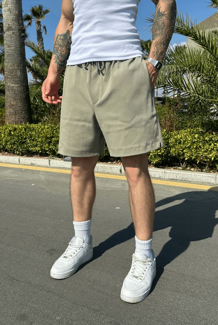 Basic Premium Oversize Şort - Haki