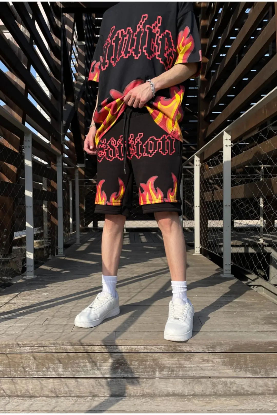 Flame Printed Şort