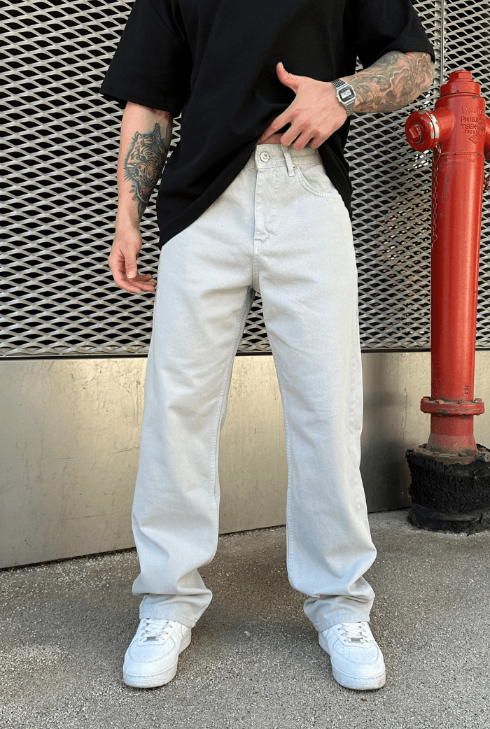 Basic Baggy Pantolon - Gri