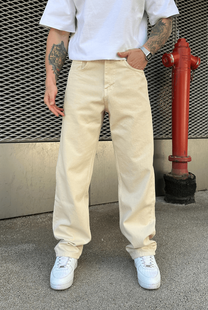 Basic Baggy Pantolon - Bej