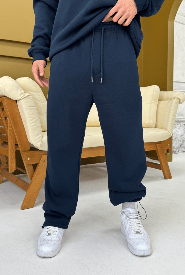 Kışlık-Basic Premium Ayarlanabilir Paça Baggy Eşofman - İndigo
