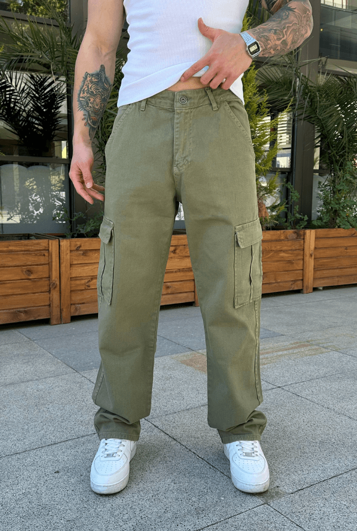 Baggy Kargo Pantolon - Haki