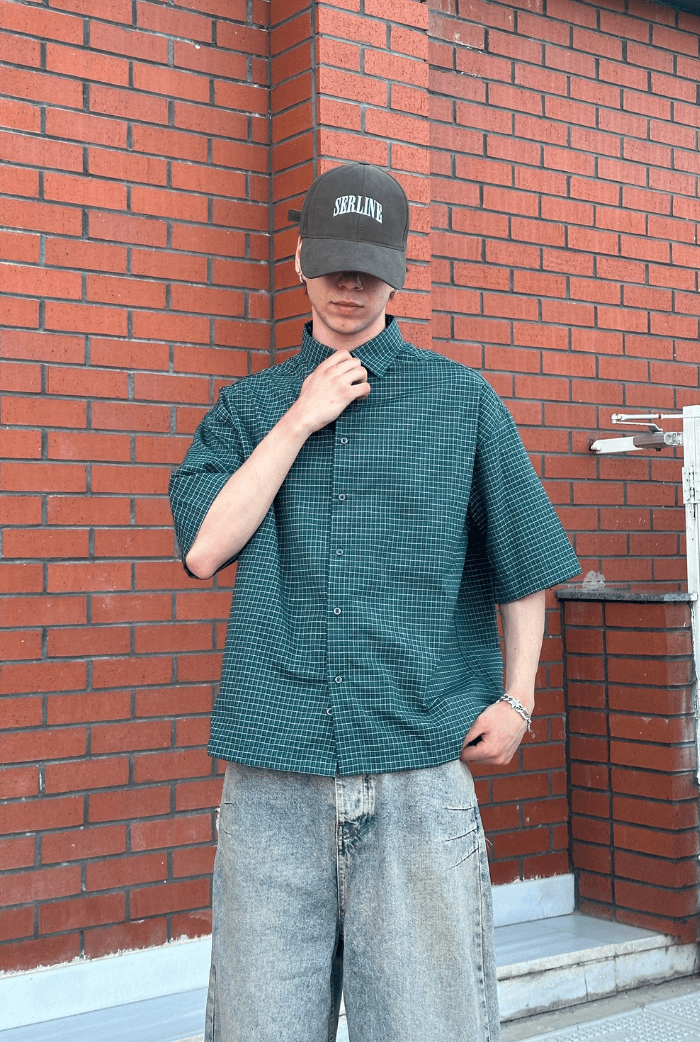 Ekose  Desenli Boxy Fit Premium Oversize Gömlek