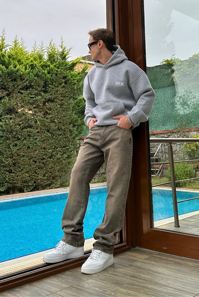 Asit Yıkama Kahve Baggy Pantolon