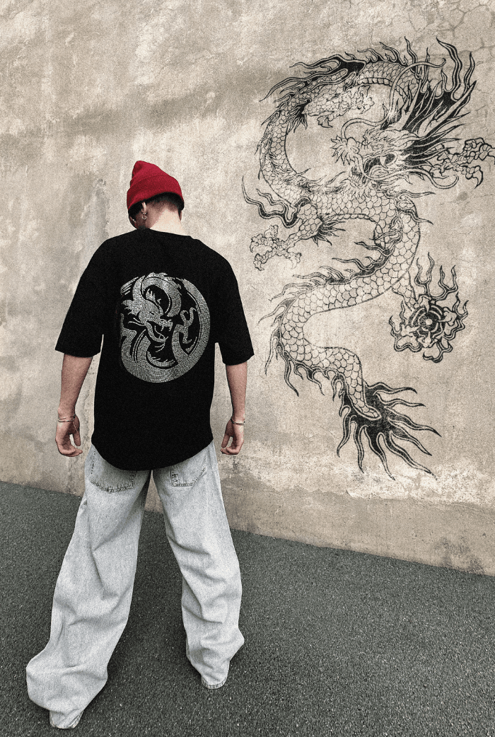 Dragon Taş Baskılı Oversize T-shirt