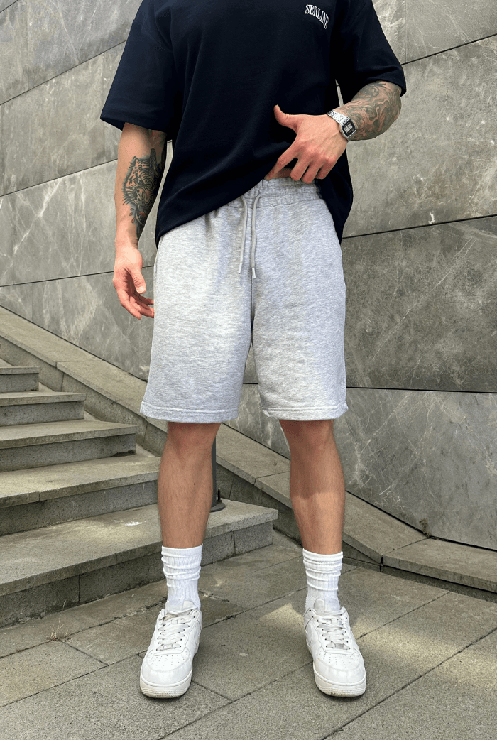 Basic Premium Oversize Şort - Gri
