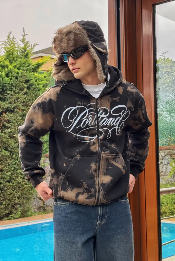 Premium Batik Baskılı Oversize Zip