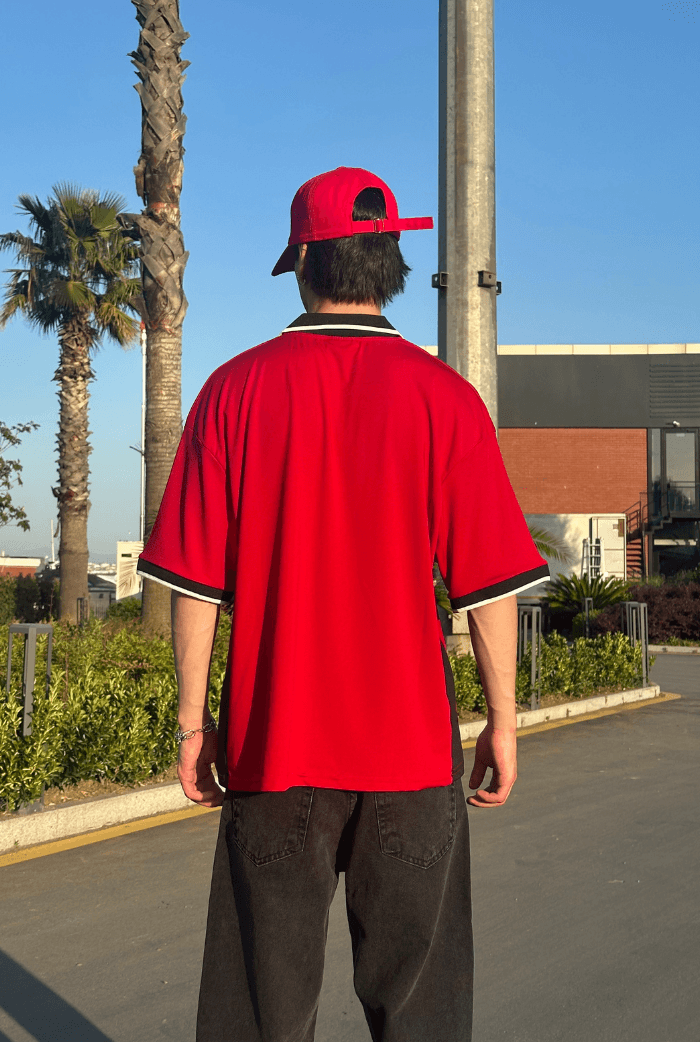 Chicago Baskılı Polo Yaka Premium Oversize Jersey