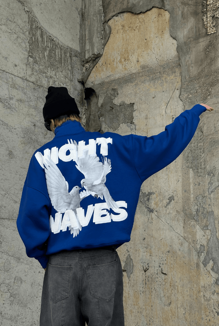 Night Waves Yarım Fermuarlı Oversize Sweatshirt