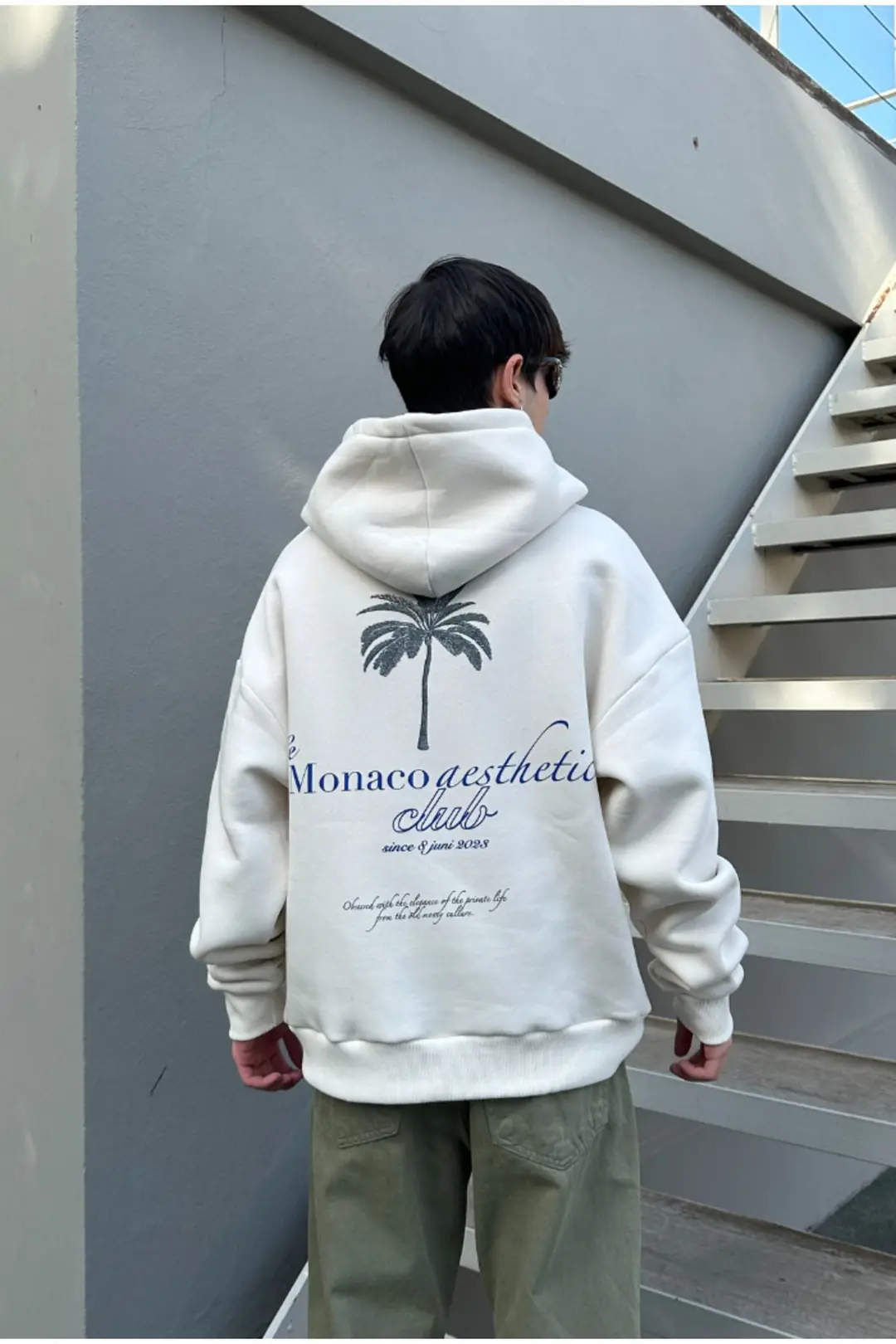 Monaco Aesthetic Kırık Beyaz Oversize Hoodie