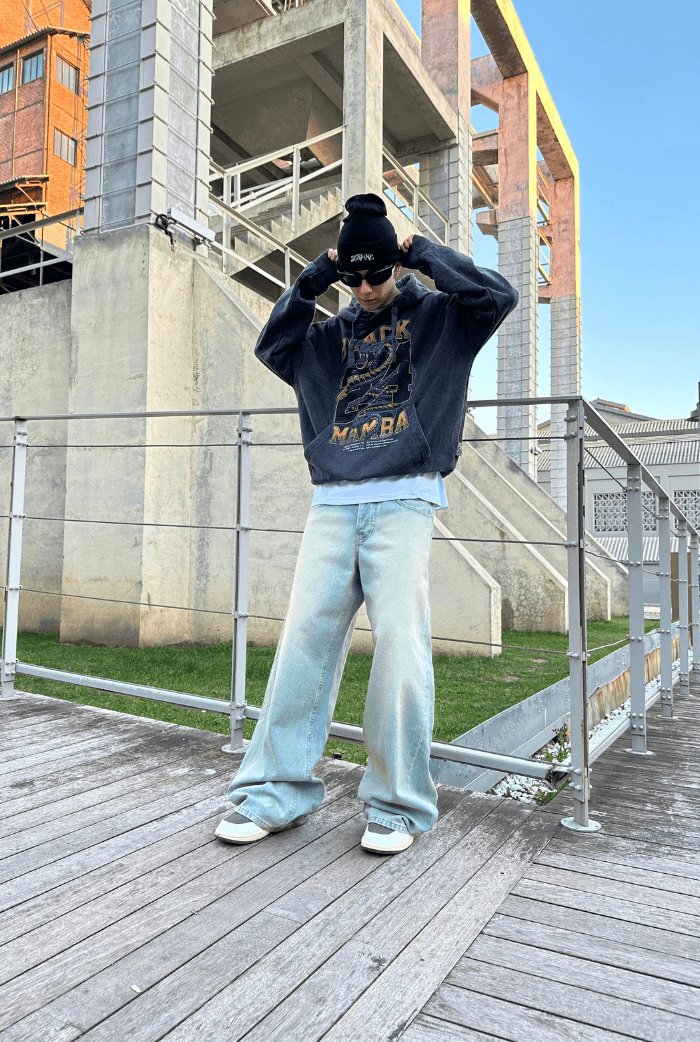 Black Mamba Acid Wash Oversize Hoodie