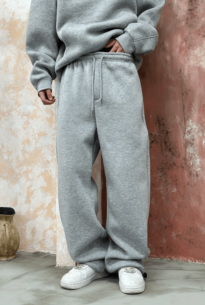 Kışlık-Basic Premium Ayarlanabilir Paça Baggy Eşofman - Gri