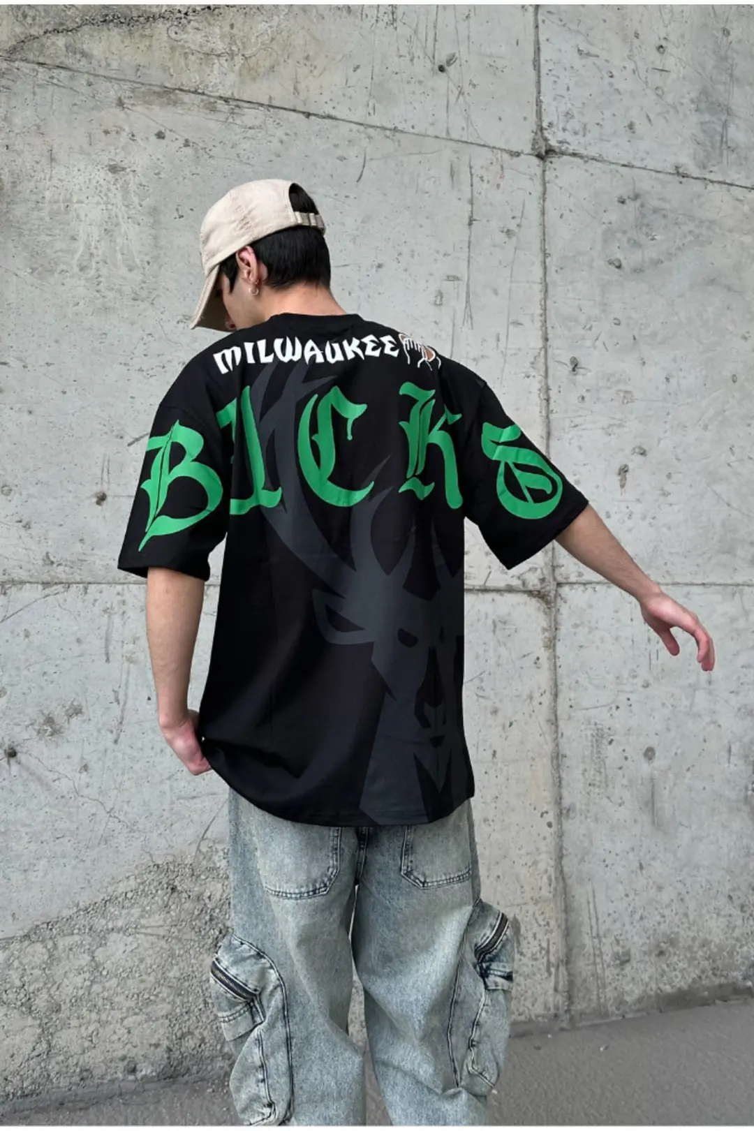 Bulks Baskılı Siyah Oversize T-shirt