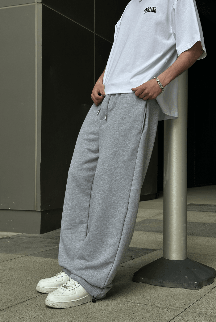 Yazlık - Basic Premium Ayarlanabilir Paça Baggy Eşofman - Gri