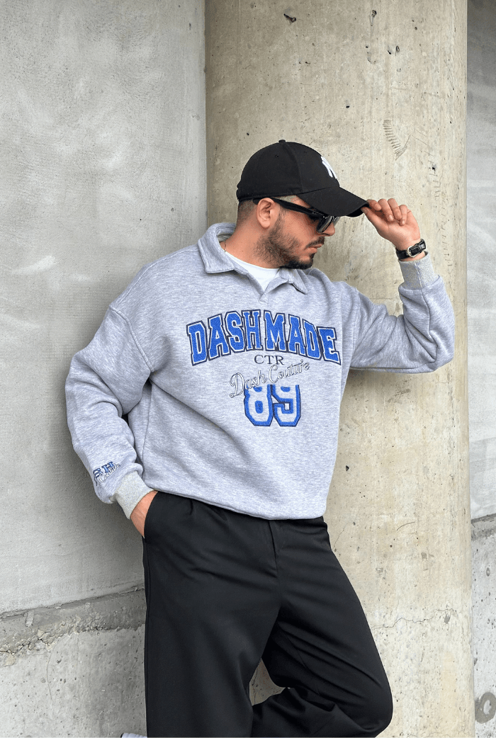 Dash Made Nakışlı Sweat - Gri