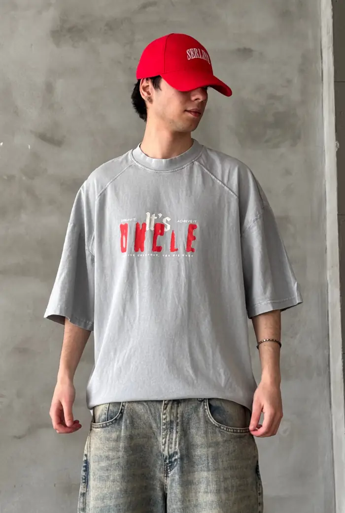 Acid Wash Baskılı Oversize T-shirt