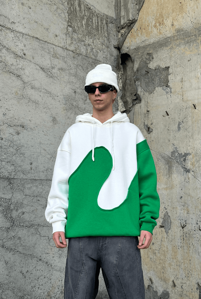 Parçalı Oversize Hoodie