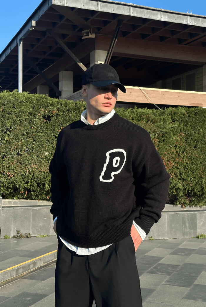 P Baskılı Premium Oversize Kolej Kazak