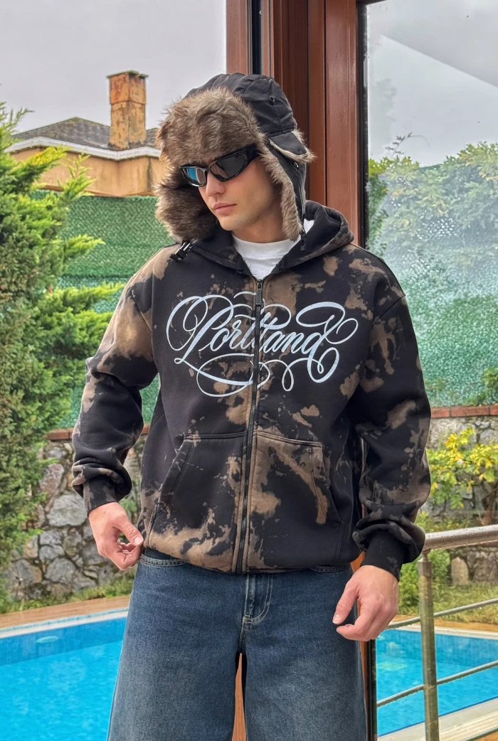 Premium Batik Baskılı Oversize Zip
