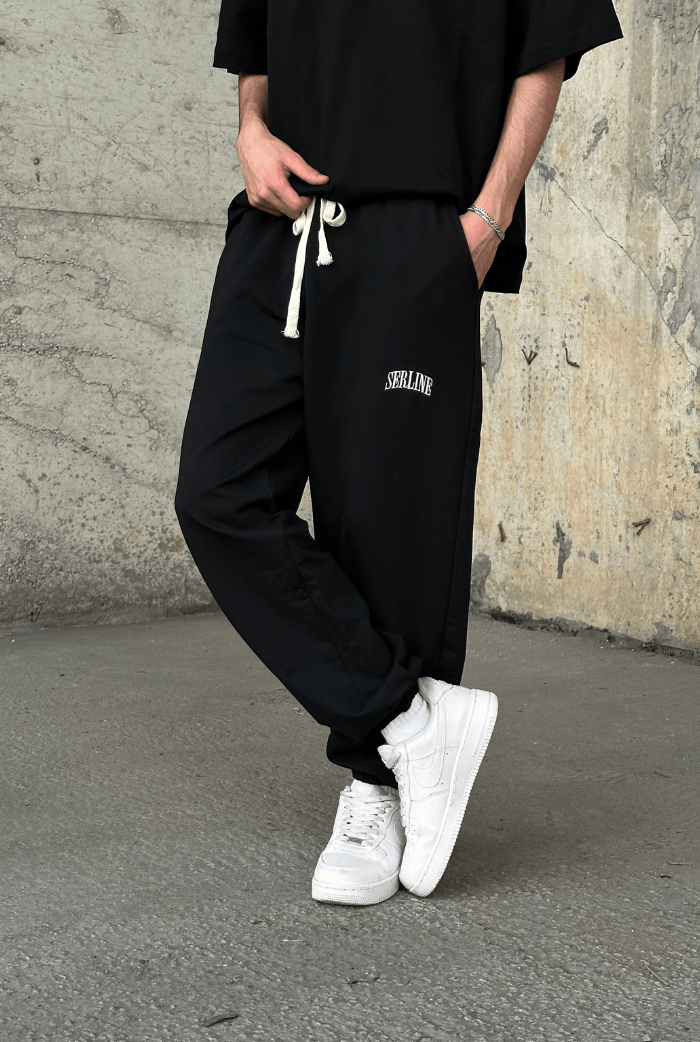 Yazlık - Serline Nakış Paça Lastikli Eşofman