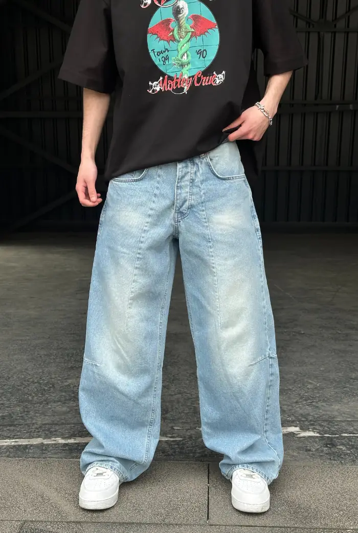 Buz Mavisi Baggy Pantolon