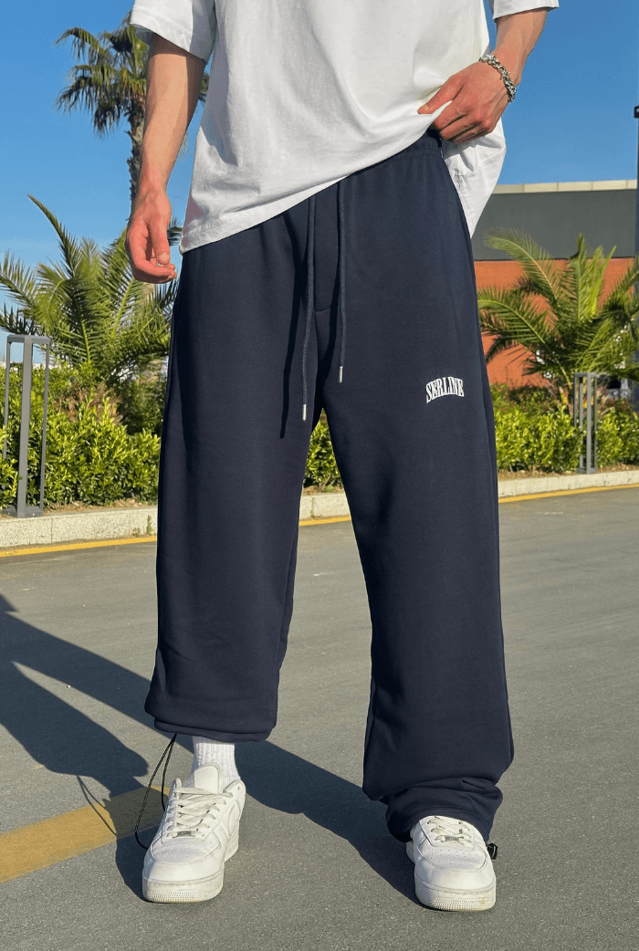 Yazlık-Serline Premium Ayarlanabilir Paça Baggy Eşofman  - Lacivert