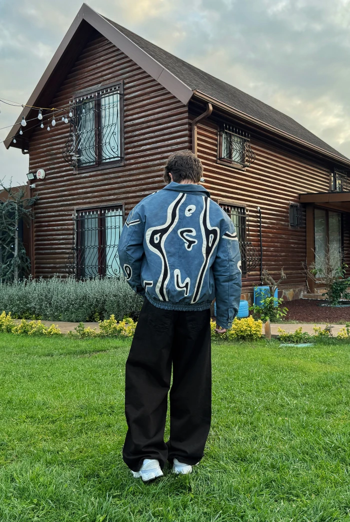 Premium Nakış Detaylı Oversize Deri Ceket