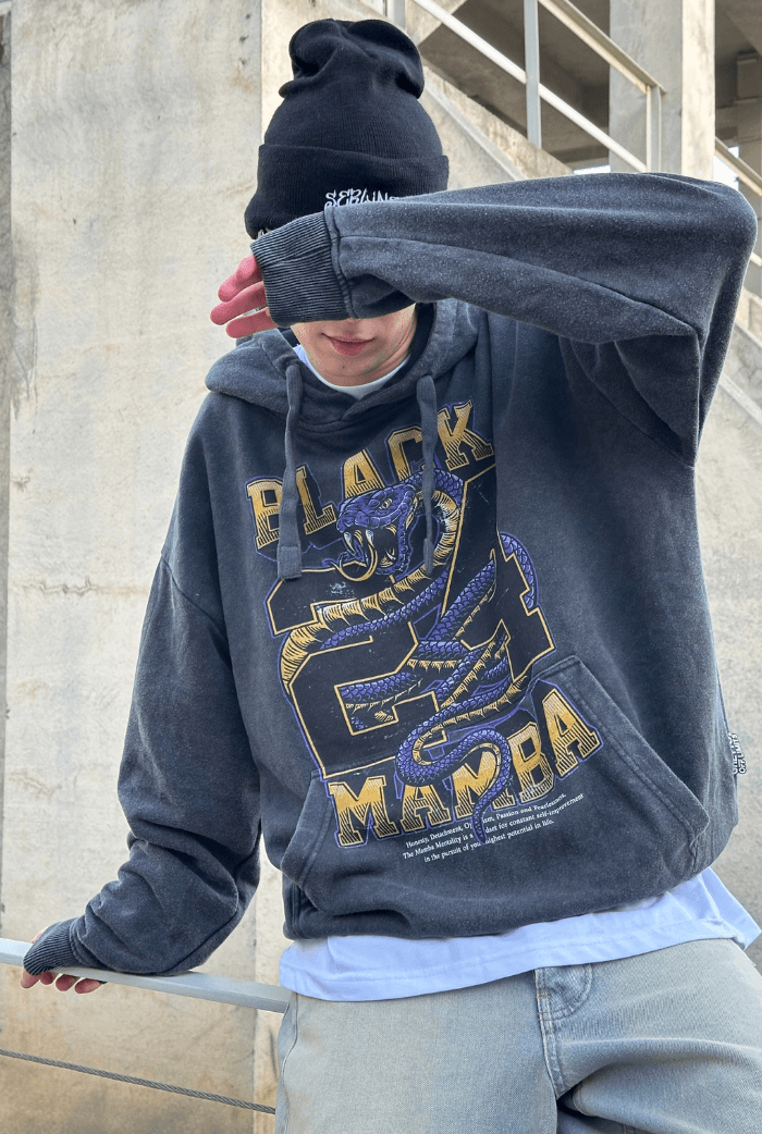  Black Mamba Acid Wash Oversize Hoodie