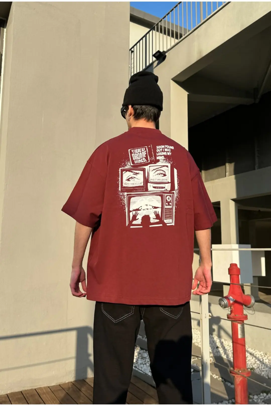 Kremit Rengi Baskılı Oversize T-shirt