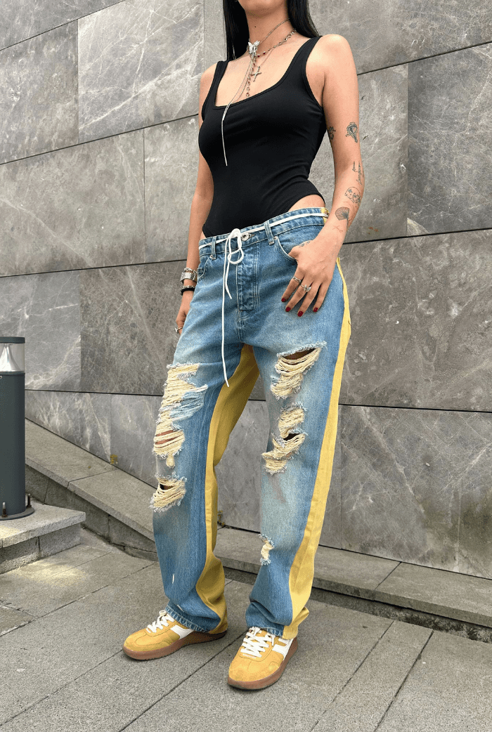 Yırtık Detaylı Loose Fit Pantolon