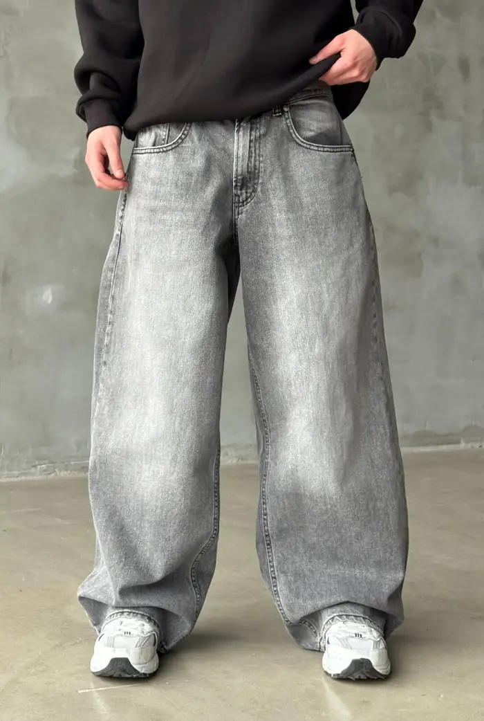 Gri Super Baggy Pantolon