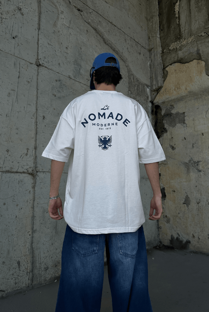 NoMade Baskılı Beyaz Oversize T-shirt