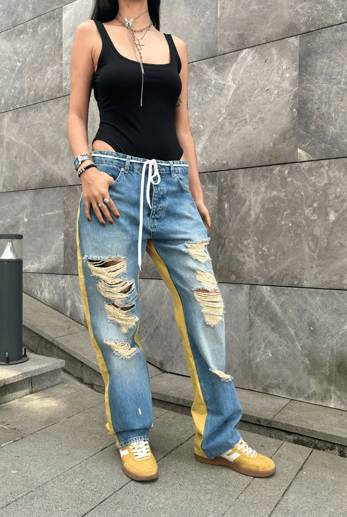 Yırtık Detaylı Loose Fit Pantolon