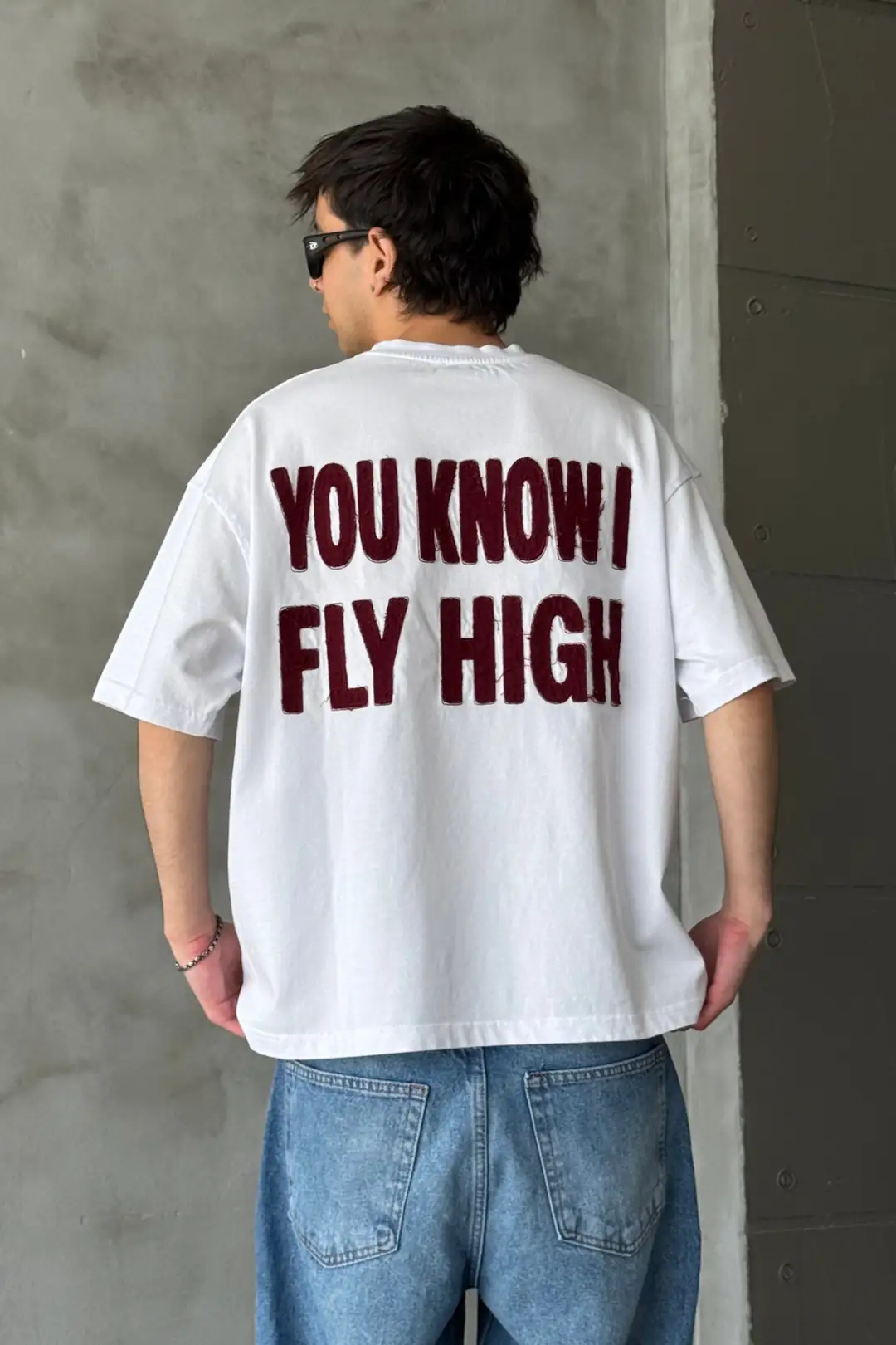You Know I Fly High Nakışlı Oversize T-shirt