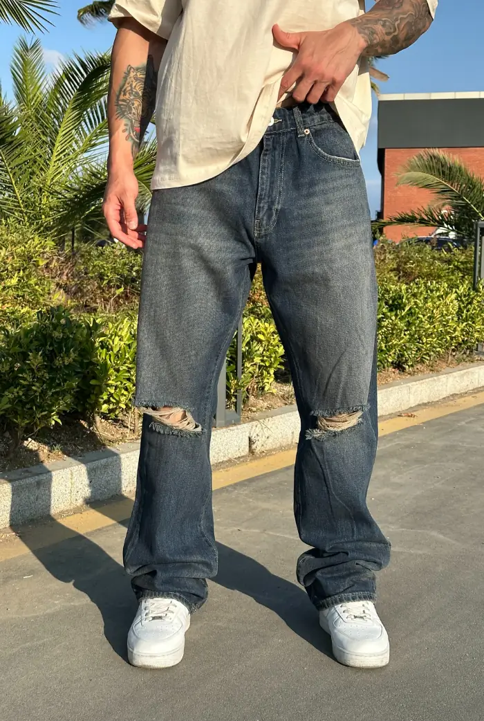 Dizi Yırtık Baggy Pantolon