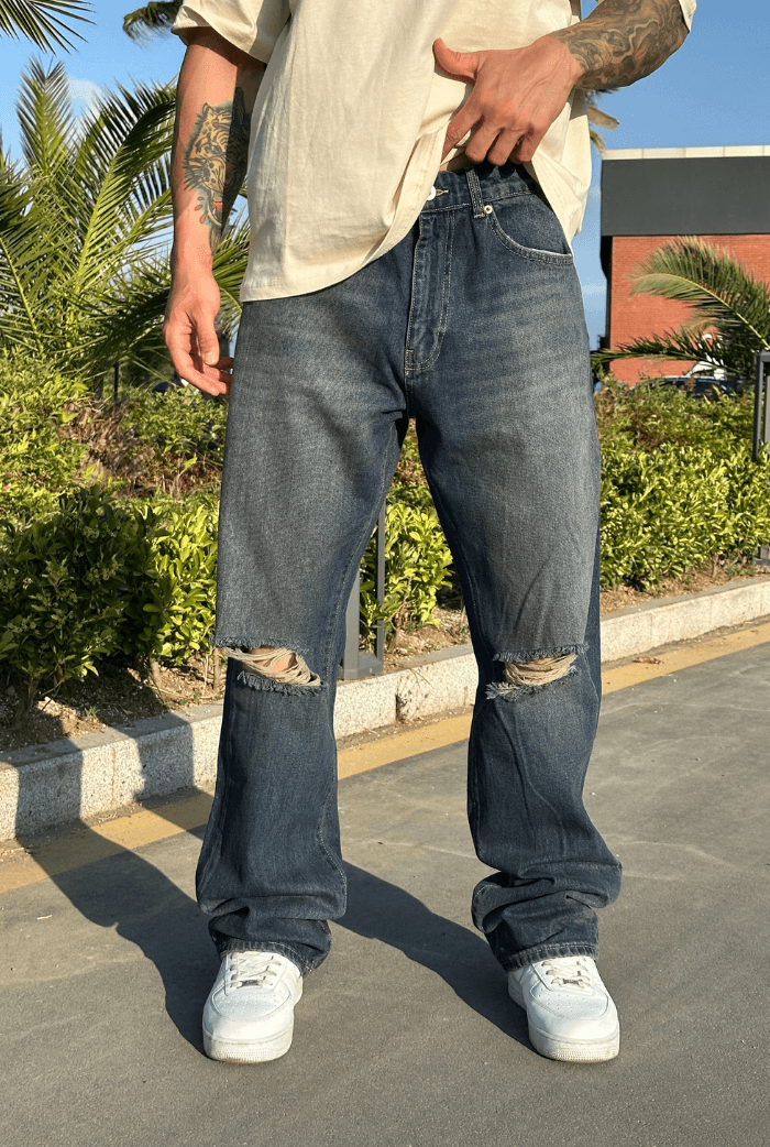 Dizi Yırtık Baggy Pantolon