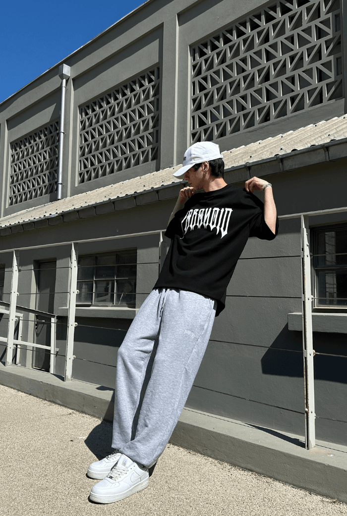 PARANOID Baskılı Siyah Oversize T-shirt