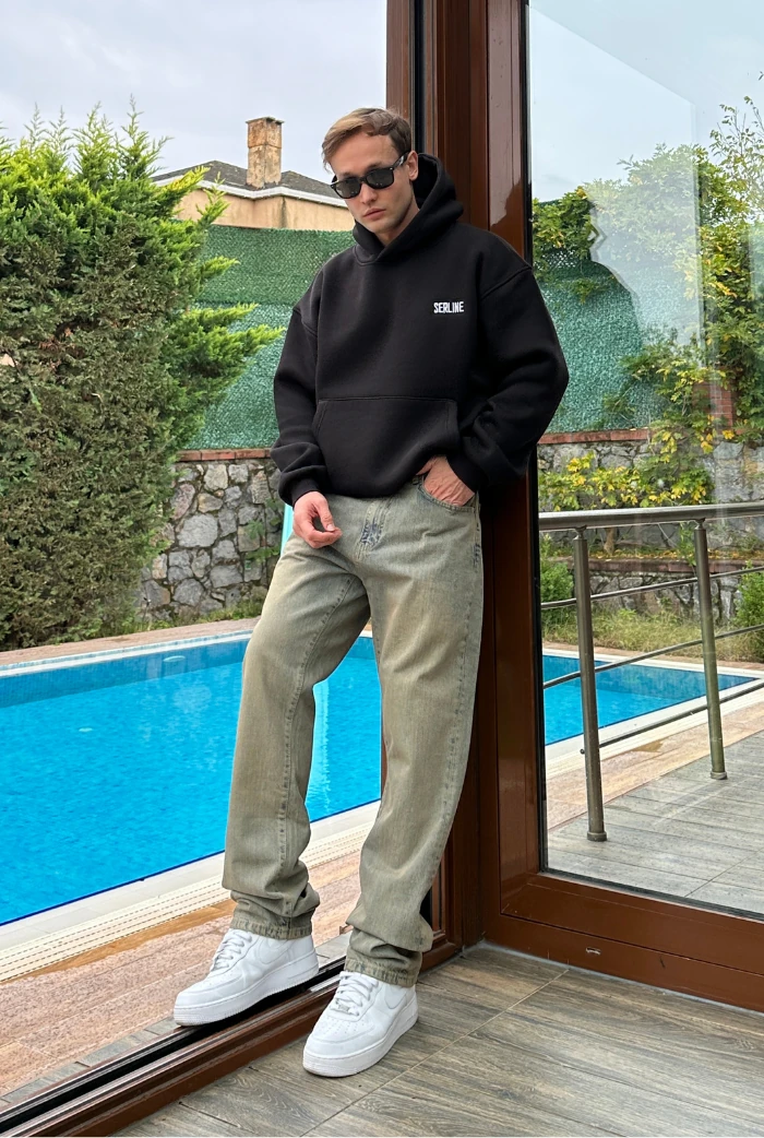 Sarımsı Asit Yıkama Baggy Pantolon