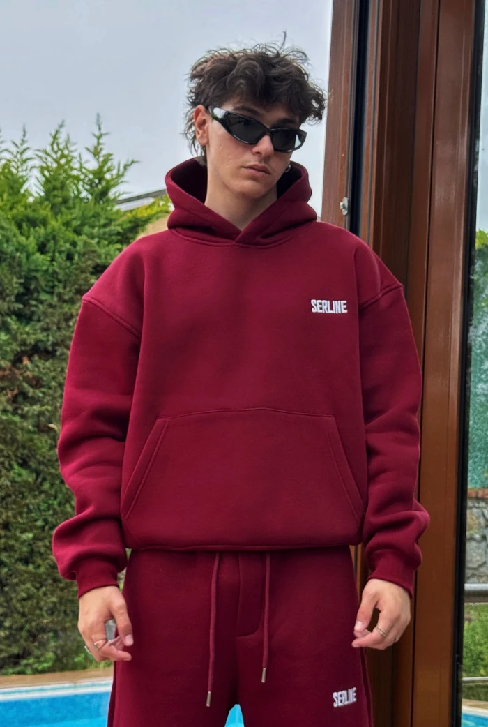 Serline Premium Oversize Hoodie - Bordo
