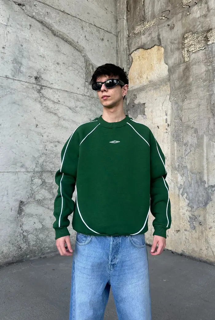 Oversize Çizgili Sweatshirt