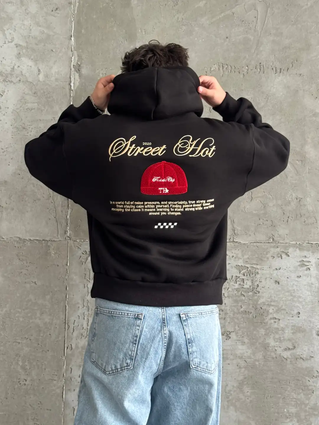 Street Hot Nakışlı Oversize Hoodie