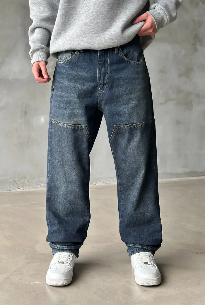 Diz Dikiş Detaylı Baggy Pantolon