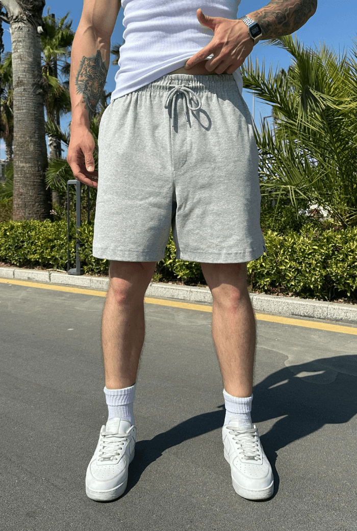 Basic Premium Oversize Şort - Gri