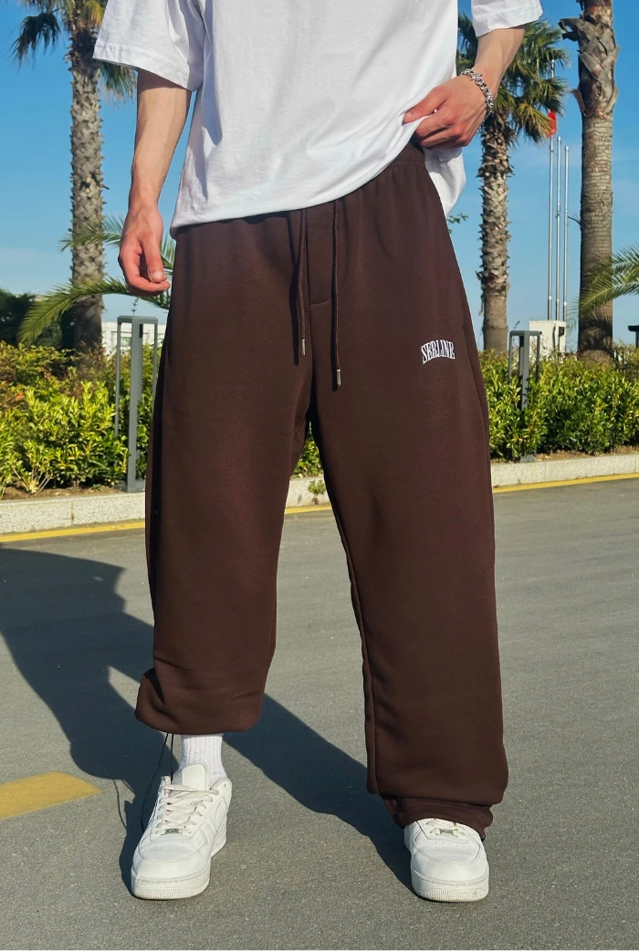 Yazlık-Serline Premium Ayarlanabilir Paça Baggy Eşofman - Kahverengi
