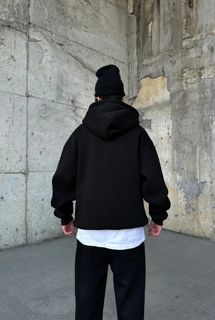 Serline Nakışlı Oversize Zip Hoodie