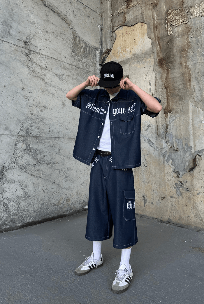 Believe In Yourself Nakışlı Premium Oversize Vintage Gömlek