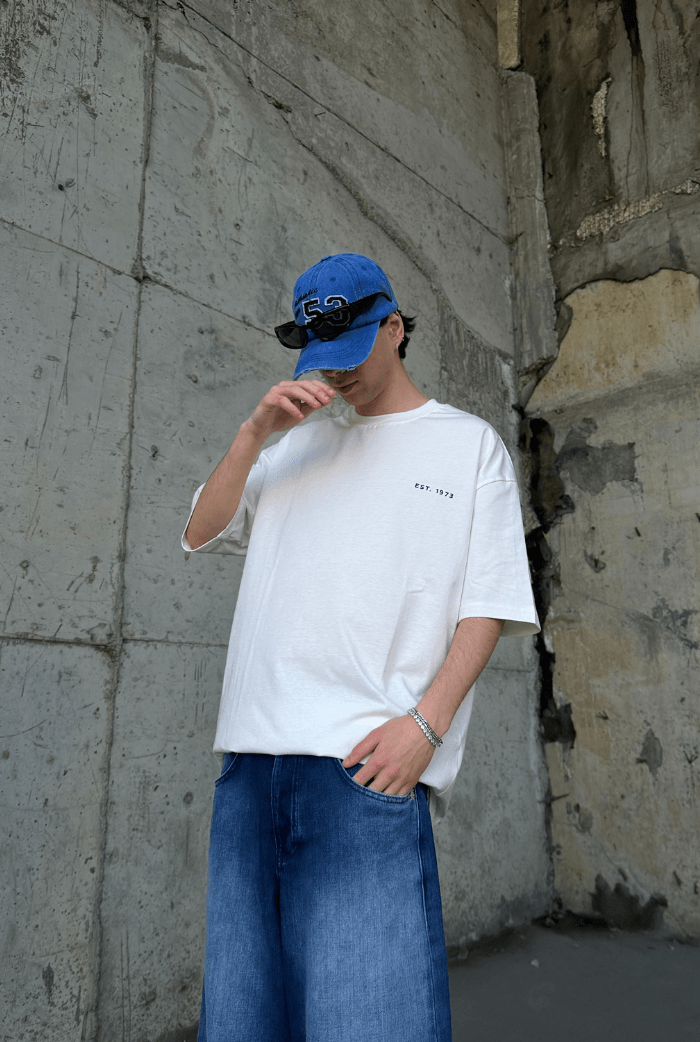 NoMade Baskılı Beyaz Oversize T-shirt