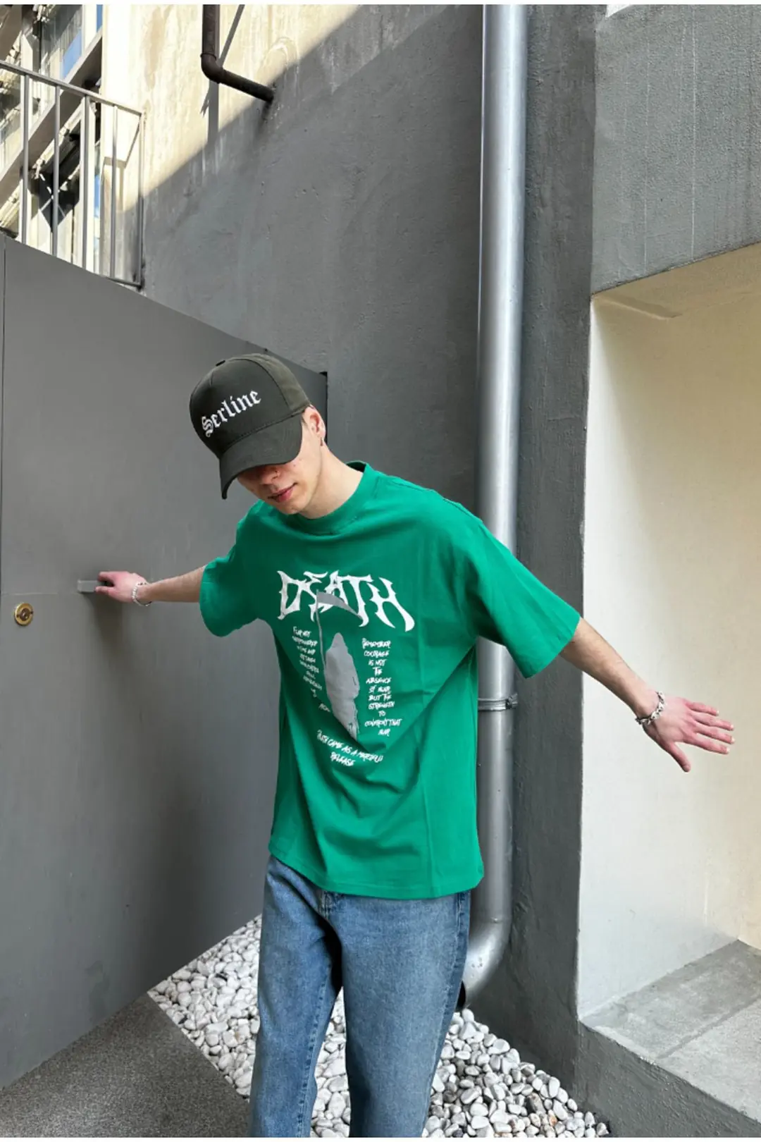 Death Printed Beyaz Oversize T-shirt