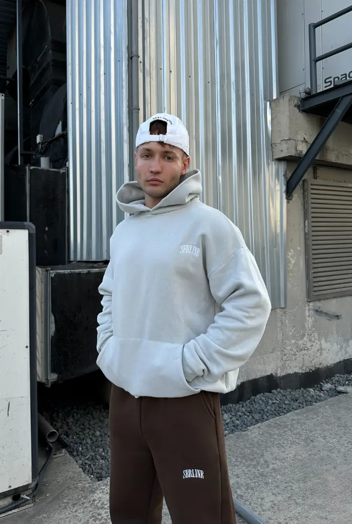 Serline Nakış Baskılı Oversize Hoodie